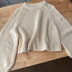 R13 Balloon Sleeve Crewneck Sweater Ecru